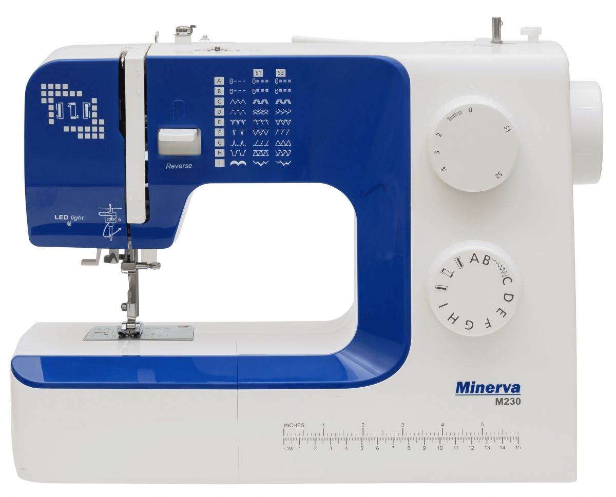 Швейная машина MINERVA M230, 85 Вт, 23 швейные операции, бело-синяя 14451 ✓  Owwa