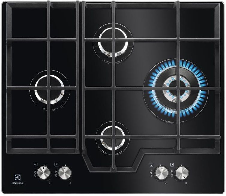 Варочная поверхность Electrolux газ на стекле, 60см, чугун, черный ...