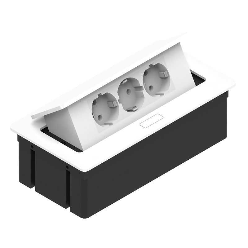 Встраиваемая розетка прямоугольная Белая (3 розетки) Schuko, Rejs 34455 ...