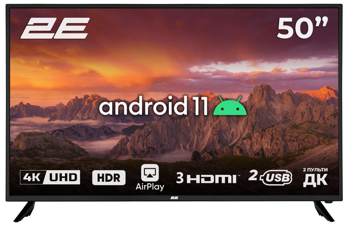 Телевизор 50" 2E LED 4K 50Hz Smart Android, Black 48561 Owwa