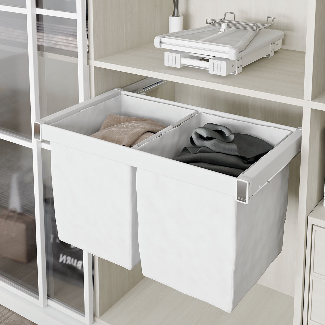 Выдвижная корзина для белья на направляющих 900 мм, белый, s-6794