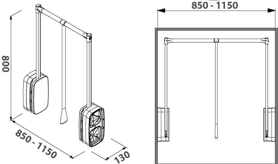Лифт пантограф, 850 - 1150 х 130 х 800, антрацит на 12 кг, s-6012