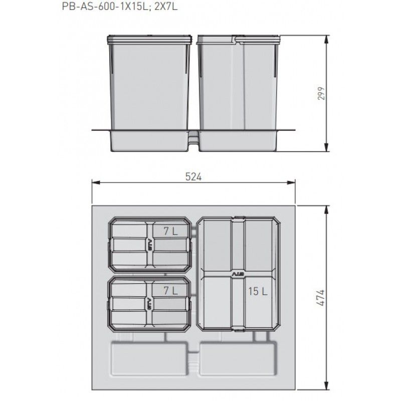 Сегрегатор AxiSpace 600мм 1х15л + 2х7л 51708 ✓ Owwa