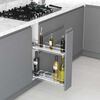 Карго 2-уровневое 200 мм, боковое, правое, серый, тандем BLUM, частичное выдвижение (S-2210-R), Сторона крепления: Правая, Наружный размер секции, мм: 200, Цвет: Серый