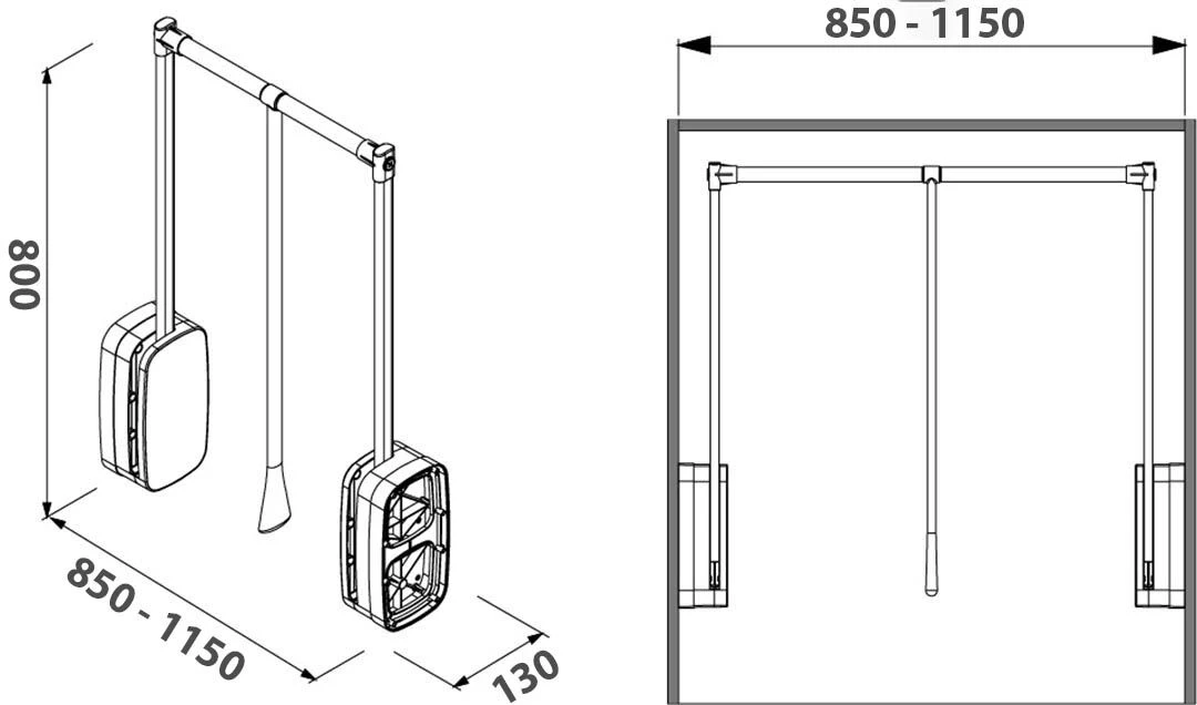 Лифт пантограф, 850 - 1150 х 130 х 800, антрацит на 12 кг, s-6012