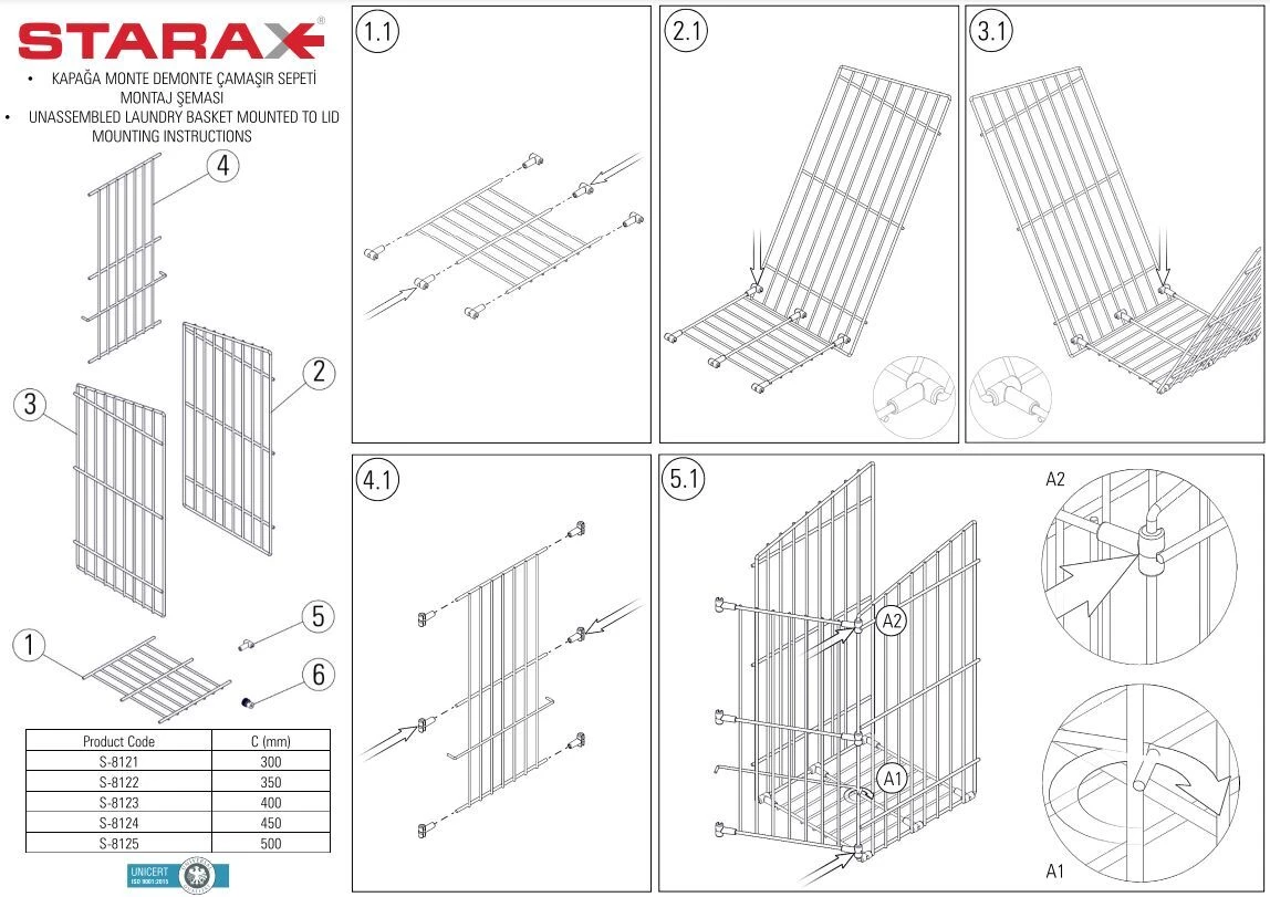 Корзина для белья с креплением на фасад 400 мм хром 5051 ✓ Owwa