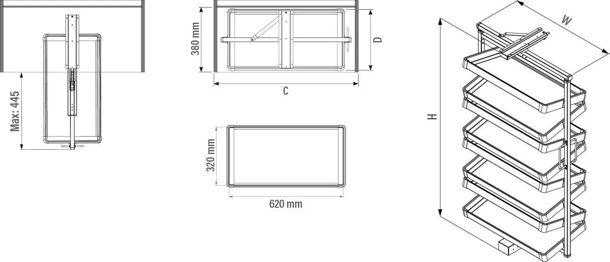Обувница поворотная staraxs-6832-w 1070 - 1270 мм 6 полок белый