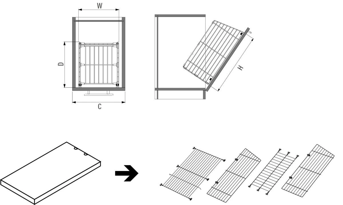 Корзина для белья с креплением на фасад 400 мм хром 5051 ✓ Owwa