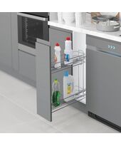 Карго 2-уровневое 200 мм, левое, хром, тандем BLUM, полное выдвижение, с доводчиком (S-2441-C), Сторона крепления: Левая, Наружный размер секции, мм: 200, Цвет: Хром