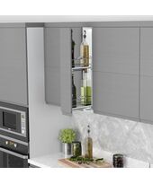 Карго 2-уровневое MINI 150 мм, боковое, левое, хром, тандем BLUM, полное выдвижение, Сторона крепления: Левая, Наружный размер секции, мм: 150, Цвет: Хром