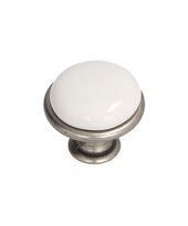 Ручка кнопка Gamet GP19-GA011-WHT-0 патинований нікель, Малюнок: Біла кераміка, Міжц. відстань: Точка