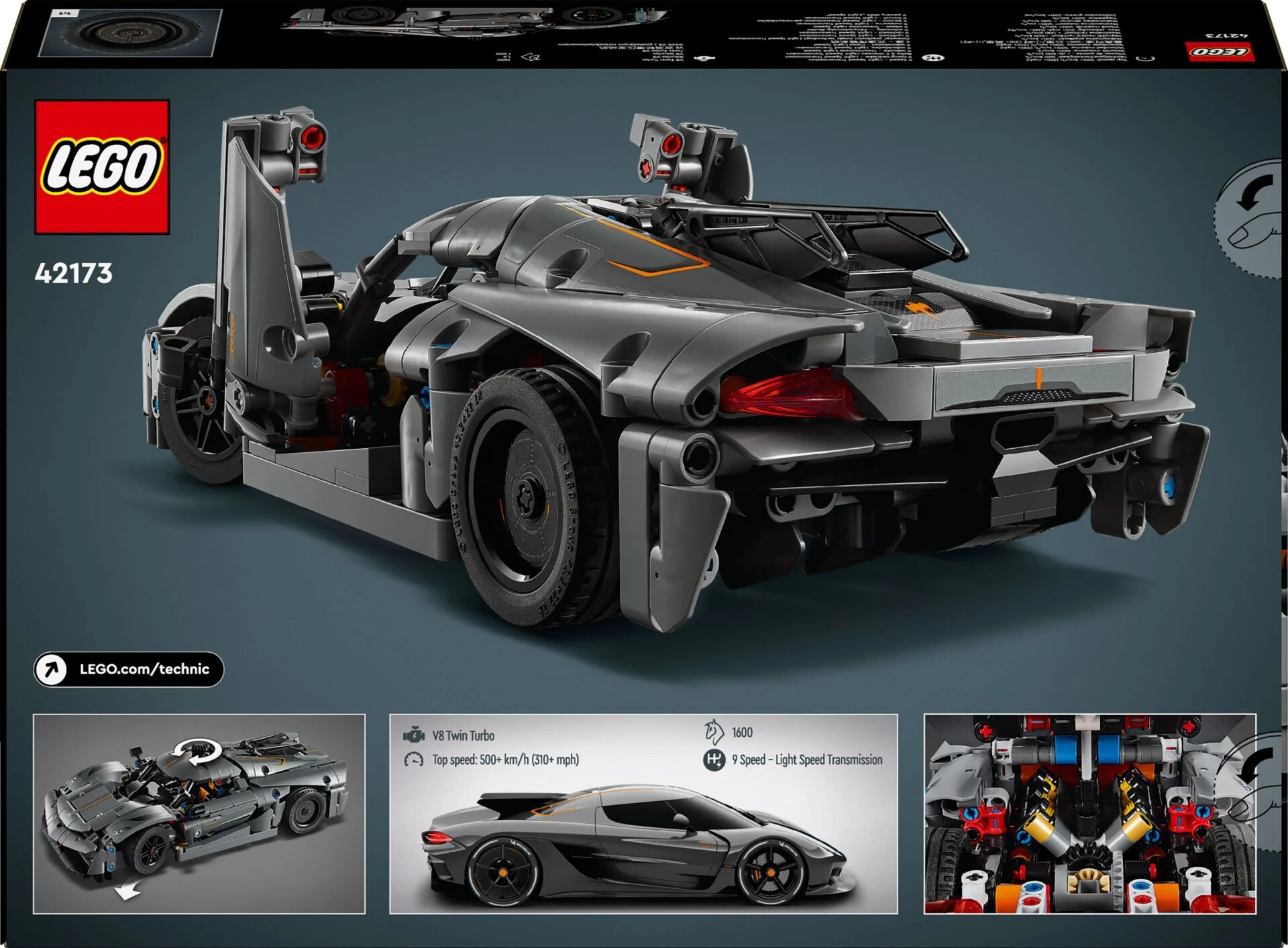 Конструктор LEGO Technic Koenigsegg Jesko Absolut — серый гиперкар