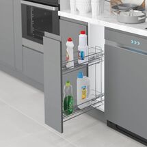 Карго 2-уровневое 200 мм, левое, хром, тандем BLUM, полное выдвижение, с доводчиком (S-2441-C), Сторона крепления: Левая, Наружный размер секции, мм: 200, Цвет: Хром