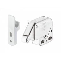 Комплект автоматическая пружина Mini Latch никелированная белая 27 х 34 мм Hafele
