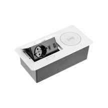 Меблева розетка AVARO PLUS 1XSCHUKO, USB A+C Бездротова ЗАРЯДКА 5W КАБЕЛЬ 1,5 М, Білий, Колір: Білий