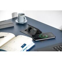Мебельная розетка AVARO PLUS 1XSCHUKO, USB A+C Беспроводная ЗАРЯДКА 5W КАБЕЛЬ 1,5 М , Черный, Цвет: Черный