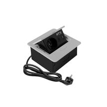 Удлинитель GTV врезной AVARO 1xSCHUKO, 2xUSB A+C WC 5W кабель 1,5 м, алюминий, Цвет: Алюминий