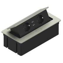 Встраиваемая розетка прямоугольная Серебро (2 розетки, 2xUSB 2.1A 5V) Schuko, Rejs, Цвет: Серебро
