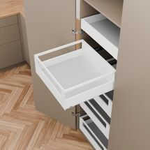 Комплект MERIVOBOX, NL=400 мм, высота Е с релингом (внутренний), BLUMOTION, SW-M (белый шелк)