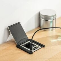 Удлинитель GTV врезной квадратный FLIP, 1xSCHUKO, 2xUSB, 1xLAN, кабель с вилкой 1,5м, черный