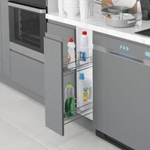 Карго 2-уровневое 200 мм, левое, хром, BLUM, с доводчиком частичного выдвижения (S-2426-C), Сторона крепления: Левая, Наружный размер секции, мм: 200, Цвет: Хром