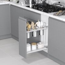 Карго 2-уровневое 250 мм, с чашами для кухонных приборов, левое, хром, Сторона крепления: Левая, Наружный размер секции, мм: 250, Цвет: Хром