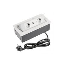 Удлинитель для офиса прямоугольный GTV Soft на 2 розетки USB A+C зарядки провод 1,5м белый, Цвет: Белый