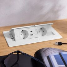 Удлинитель GTV врезной MULTISOFT 2 розетки SCHUKO USB А+С + RJ45 провод 1,5м с вилкой Белый