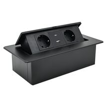 Встраиваемая розетка ELEKTRIMA KWADRO II прямоугольная черная (2 x schuko + USB A + USB C), Rejs