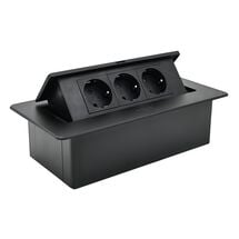 Встраиваемая розетка ELEKTRIMA KWADRO II прямоугольная черная (3 розетки) Schuko, Rejs, Цвет: Черный