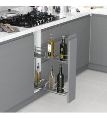 Карго 2-уровневое 150 мм, правое, хром, тандем BLUM, полное выдвижение, с доводчиком (S-2413-C), Сторона кріплення: Права, Наружный размер секции, мм: 150, Колір: Хром