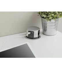Удлинитель COMFORT 100mm, 3x SCHUKO, 2xUSB 2,4A,кабель 1,5m, алюминий (8) AE-BPW3S100U-53