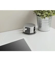 Удлинитель COMFORT 100mm, 3x SCHUKO, 2xUSB 2,4A,кабель 1,5m, алюминий (8) AE-BPW3S100U-53