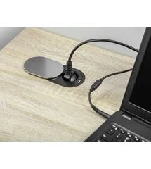 Удлинитель для офиса SLIDE 60mm, 1x gn schuko, 1xUSB 2,4A,  кабель 1,9m, инокс (24) AE-BPW1S1UCH-51