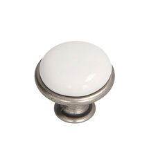 Ручка кнопка Gamet GP19-GA011-WHT-0 патинований нікель, Малюнок: Біла кераміка, Міжц. відстань: Точка