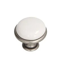 Ручка кнопка Gamet GP19-GA011-WHT-0 патинированный никель, Рисунок: Белая керамика, Межц. расстояние: Точка