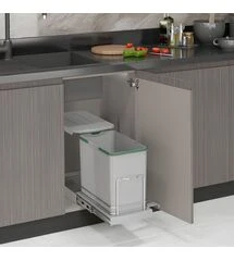 Мусорное ведро на направляющих 24л, S-2571-G Starax серый, Наружный размер секции, мм: 400, Колір: Серый, Внутрішній об'єм: 24 л