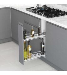 Карго 2-уровневое 200 мм, боковое, левое, серый, тандем BLUM, Сторона кріплення: Ліва, Наружный размер секции, мм: 200, Колір: Серый
