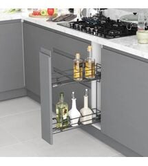 Карго 2-уровневое 150 мм, боковое, левое, серый, BLUM (S-2219), Сторона кріплення: Ліва, Наружный размер секции, мм: 150, Колір: Серый