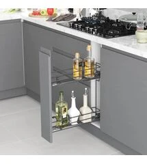 Карго 2-уровневое 150 мм, боковое, левое, серый, BLUM (S-2219), Сторона крепления: Левая, Наружный размер секции, мм: 150, Колір: Серый