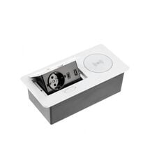 Мебельная розетка AVARO PLUS 1XSCHUKO, USB A+C Беспроводная ЗАРЯДКА 5W КАБЕЛЬ 1,5 М , Белый, Колір: Белый
