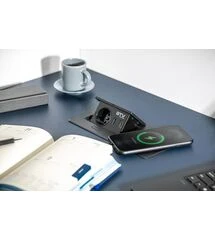 Мебельная розетка AVARO PLUS 1XSCHUKO, USB A+C Беспроводная ЗАРЯДКА 5W КАБЕЛЬ 1,5 М , Черный, Колір: Черный