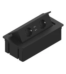 Встраиваемая розетка прямоугольная Черная (2 розетки, 2xUSB 2.1A 5V) Schuko, Rejs, Колір: Черный