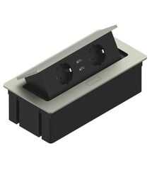 Встраиваемая розетка прямоугольная Серебро (2 розетки, 2xUSB 2.1A 5V) Schuko, Rejs, Колір: Серебро