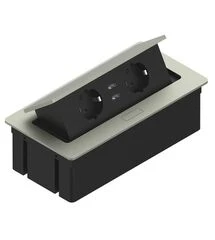 Встраиваемая розетка прямоугольная Серебро (2 розетки, 2xUSB 2.1A 5V) Schuko, Rejs, Колір: Серебро