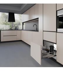 Кошик фасад 450 висувний з дотягувачем Inoxa Ellite 5202ЕY хром/білий (з кріпленням фасаду), Зовнішній розмір секції, мм: 450, Колір: Хром/білий