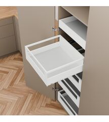 Комплект MERIVOBOX, NL=400 мм, висота Е з релінгом (внутрішній), BLUMOTION, SW-M (білий шовк)