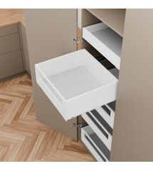 Комплект MERIVOBOX, NL=600 мм, висота Е з Boxcap (внутрішній), BLUMOTION, SW-M (білий шовк)