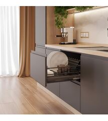 Сушка для посуды 900 мм MOVIX, выдвижная, одноуровневая, антрацит, GTV, Колір: Антрацит, Ширина модуля, мм: 900