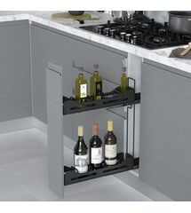 Карго MINI левое, выдвижное антрацит 108х485х556, с МДФ дном и противоскользящим дном, 2-уровневая, Сторона крепления: Левая, Наружный размер секции, мм: 150, Цвет: Антрацит